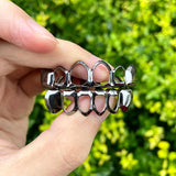 RACHELZ Hip Hop Plated Teeth Grillz Top Bottom Hollow Tooth Cap Dental Grills