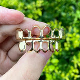 RACHELZ Hip Hop Plated Teeth Grillz Top Bottom Hollow Tooth Cap Dental Grills