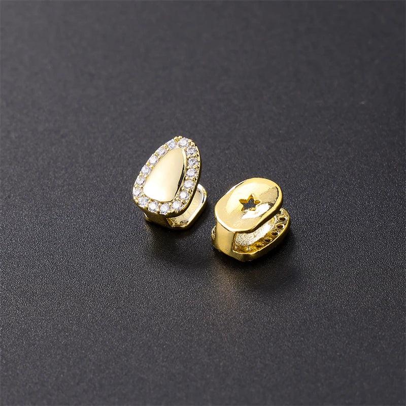 Iced Caps Teeth Grillz Plated Cubic Zircon Micro Pave Top & Bottom Charms