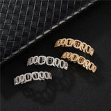 Iced Out Hip Hop Teeth Grillz Set CZ Micro Pave Top & Bottom Grills