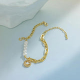 Smiley Face Pearl Couple Bracelet Charm Bangles for Women