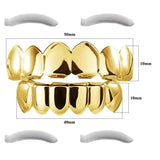 Hip Hop Silver Iced Out Grillz Top Bottom Teeth Caps