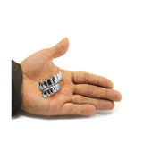 Hip Hop Silver Iced Out Grillz Top Bottom Teeth Caps