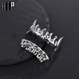 HHB White Teeth Grillz Set Iced Out Caps Micro Pave Grills Men Women