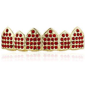 Christmas Teeth Grillz Zircon Full Crystal Cap Piercing Couple Gift