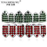 Christmas Teeth Grillz Zircon Full Crystal Cap Piercing Couple Gift