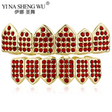 Christmas Teeth Grillz Zircon Full Crystal Cap Piercing Couple Gift