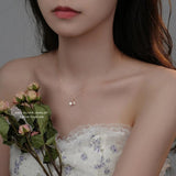 925 Silver Pearl Zircon Lucky Pendant Necklace for Women