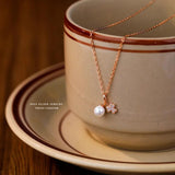 925 Silver Pearl Zircon Lucky Pendant Necklace for Women