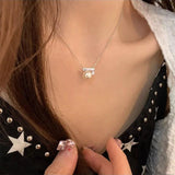 925 Silver Pearl Zircon Necklace Sweet Romantic Jewelry