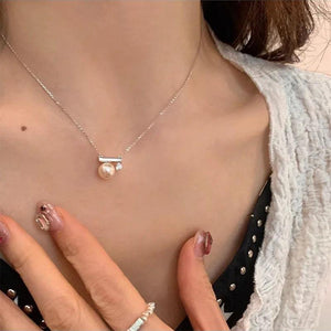 925 Silver Pearl Zircon Necklace Sweet Romantic Jewelry