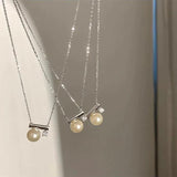 925 Silver Pearl Zircon Necklace Sweet Romantic Jewelry