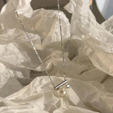 925 Silver Pearl Zircon Necklace Sweet Romantic Jewelry