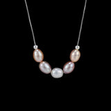 Freshwater Pearl Mixed Colors Pendant Necklace 925 Sterling Silver Smile Chain
