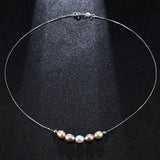 Freshwater Pearl Mixed Colors Pendant Necklace 925 Sterling Silver Smile Chain
