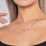 Freshwater Pearl Mixed Colors Pendant Necklace 925 Sterling Silver Smile Chain