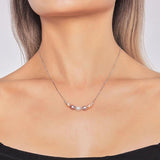 Freshwater Pearl Mixed Colors Pendant Necklace 925 Sterling Silver Smile Chain