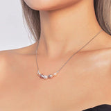 Freshwater Pearl Mixed Colors Pendant Necklace 925 Sterling Silver Smile Chain
