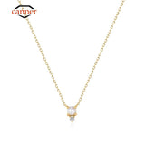 925 Silver Single Pearl Zircon Necklace Chain Women Jewelry Gift Choker