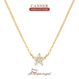 Real 925 Sterling Silver Snowflake Clavicle Necklace For Women