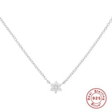 Real 925 Sterling Silver Snowflake Clavicle Necklace For Women