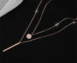 Princess Silver 925 Necklace Rose Pendant Female Double Layer Necklaces