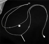 Princess Silver 925 Necklace Rose Pendant Female Double Layer Necklaces