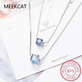 925 Silver Double Layer Crystal Necklace For Women S-N194