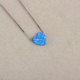 Opal Heart Necklace Multicolor Synthetic Opal 925 Sterling Silver Choker