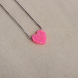 Opal Heart Necklace Multicolor Synthetic Opal 925 Sterling Silver Choker