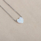 Opal Heart Necklace Multicolor Synthetic Opal 925 Sterling Silver Choker
