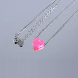 Opal Heart Necklace Multicolor Synthetic Opal 925 Sterling Silver Choker
