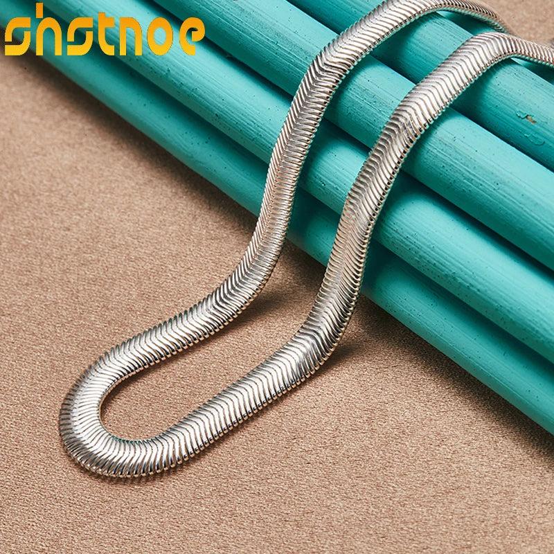 925 Silver 6mm Flat Snake Chain Necklace 16-26 Inch