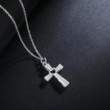 925 Silver Cross Zircon Heart Necklace Wedding Party Jewelry
