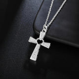 925 Silver Cross Zircon Heart Necklace Wedding Party Jewelry
