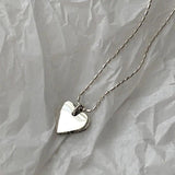 925 Silver LOVE Heart Necklace Punk Vintage Geometric Pendant