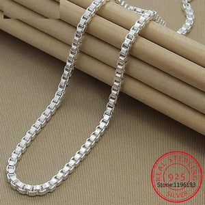 925 Sterling Silver 4mm Box Chain Necklace 20 inches