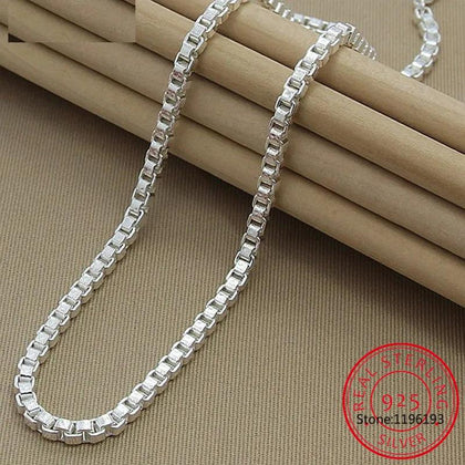 925 Sterling Silver 4mm Box Chain Necklace 20 inches