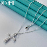 925 Silver Cross & Heart Necklace with Zircon for Women