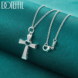 925 Silver Cross & Heart Necklace with Zircon for Women