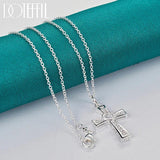 925 Silver Cross & Heart Necklace with Zircon for Women