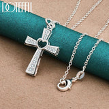 925 Silver Cross & Heart Necklace with Zircon for Women