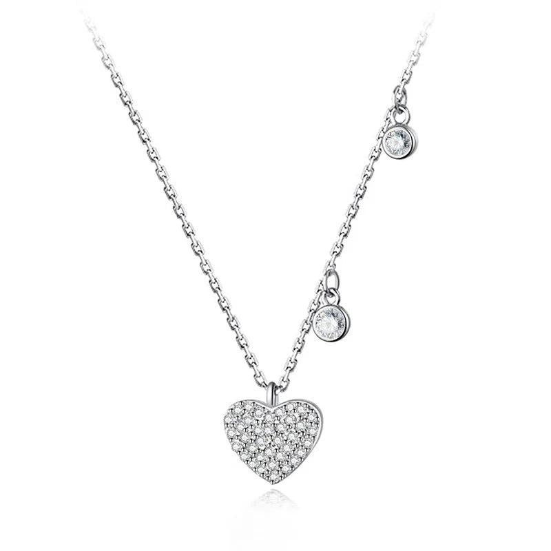 TrustDavis 925 Sterling Silver Heart Pendant Necklace Love Gift