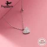 TrustDavis 925 Sterling Silver Heart Pendant Necklace Love Gift
