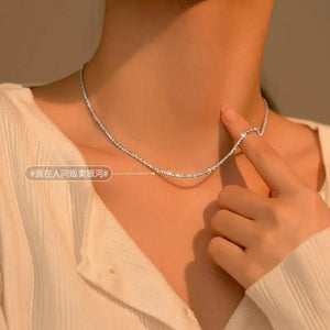 925 Silver Gypsophila Necklace Long Chain Platinum Plated Women Gift BSN262