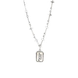 Sterling Silver Necklace for Women Cross Retro Letter Light Clavicle Chain