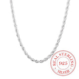 100% 925 Sterling Silver 4MM Rope Chain Unisex Necklace