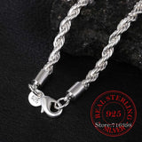100% 925 Sterling Silver 4MM Rope Chain Unisex Necklace