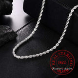 100% 925 Sterling Silver 4MM Rope Chain Unisex Necklace
