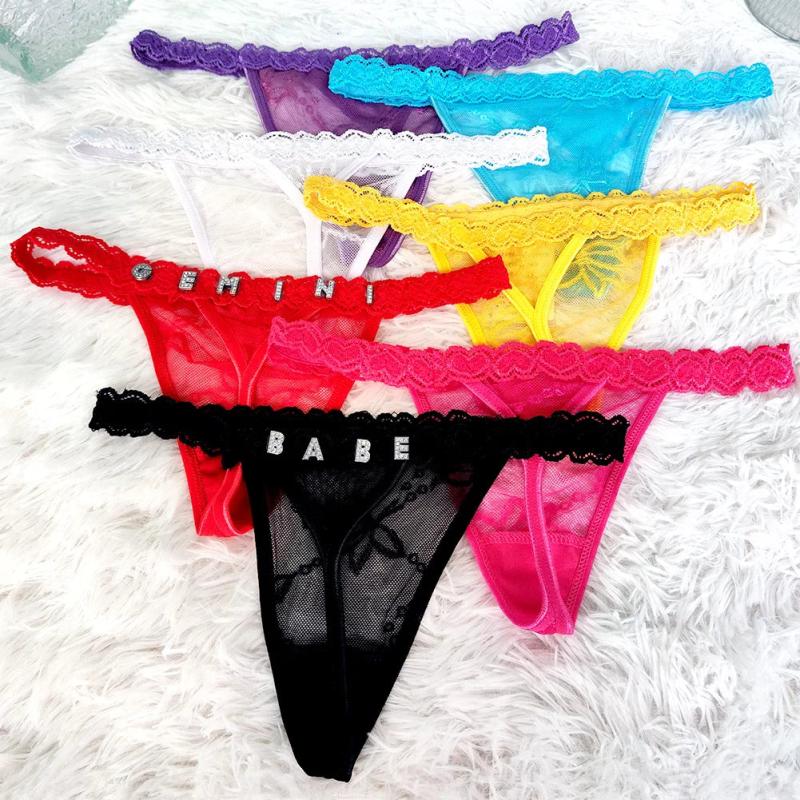 Crystal Letter Waist Chain Body Jewelry Lace Bikini G-String